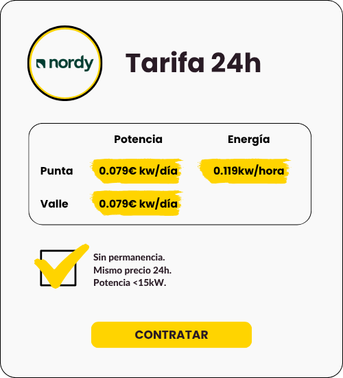 Tarifa Luz Nordy 24h Julio 2025